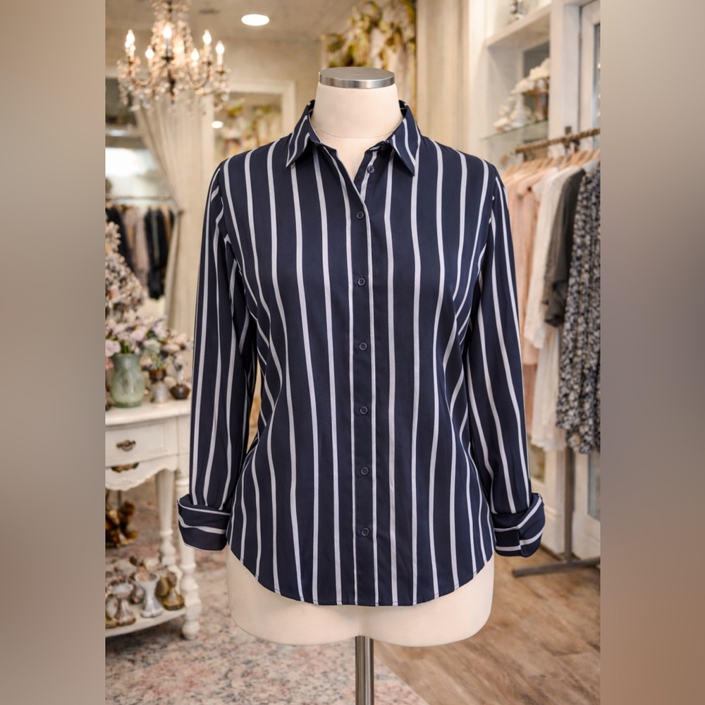 TOPSHOP STRIPE TIE BACK SHIRT